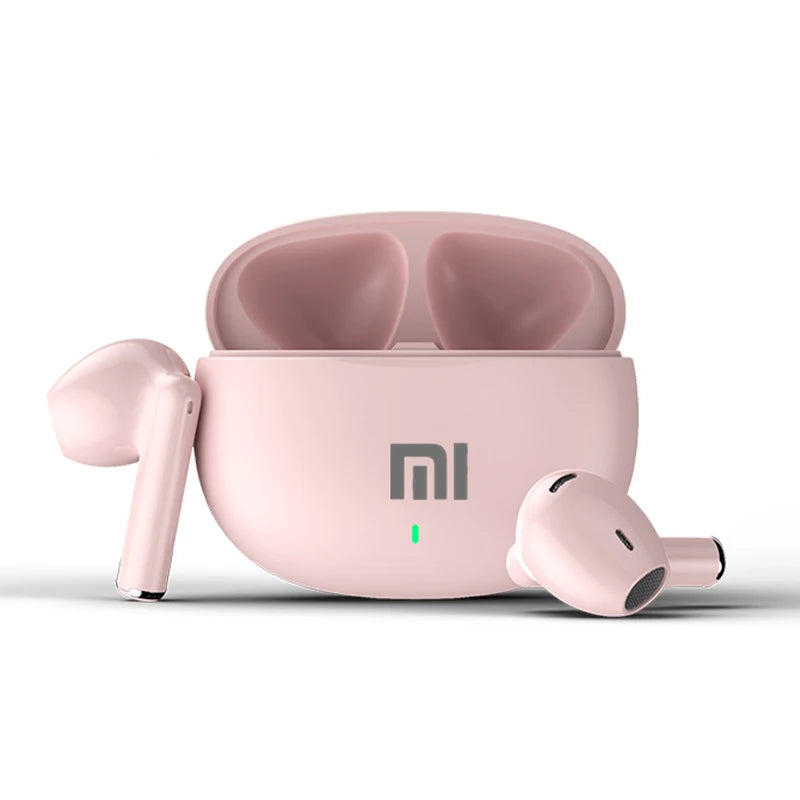 Auriculares XIAOMI AP09 em rosa pastel com estojo portátil e ligação Bluetooth 5.3