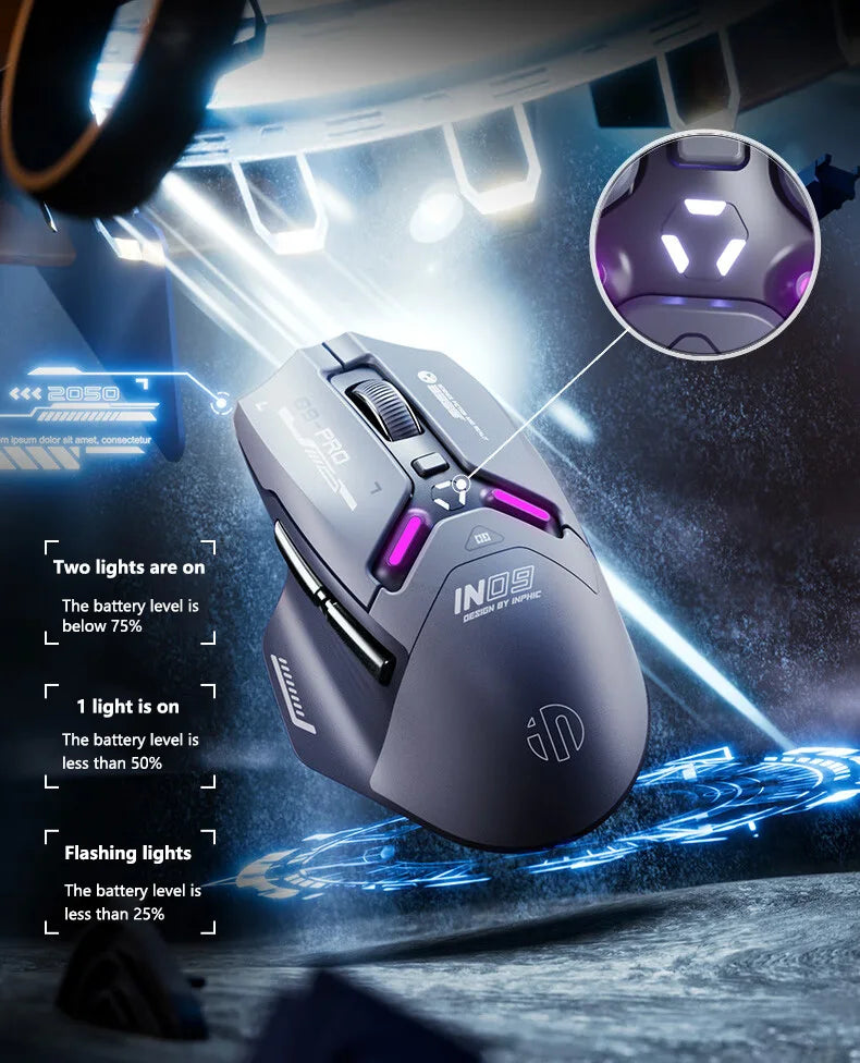Rato Gaming eSports INPHIC IN9 PRO - Sem Fios, 26000 DPI, RGB, Bluetooth e 2.4GHz