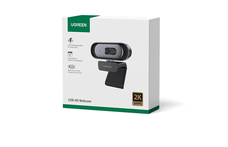 Webcam UGREEN 2K – Para Zoom, Teams, Youtube e Twitch