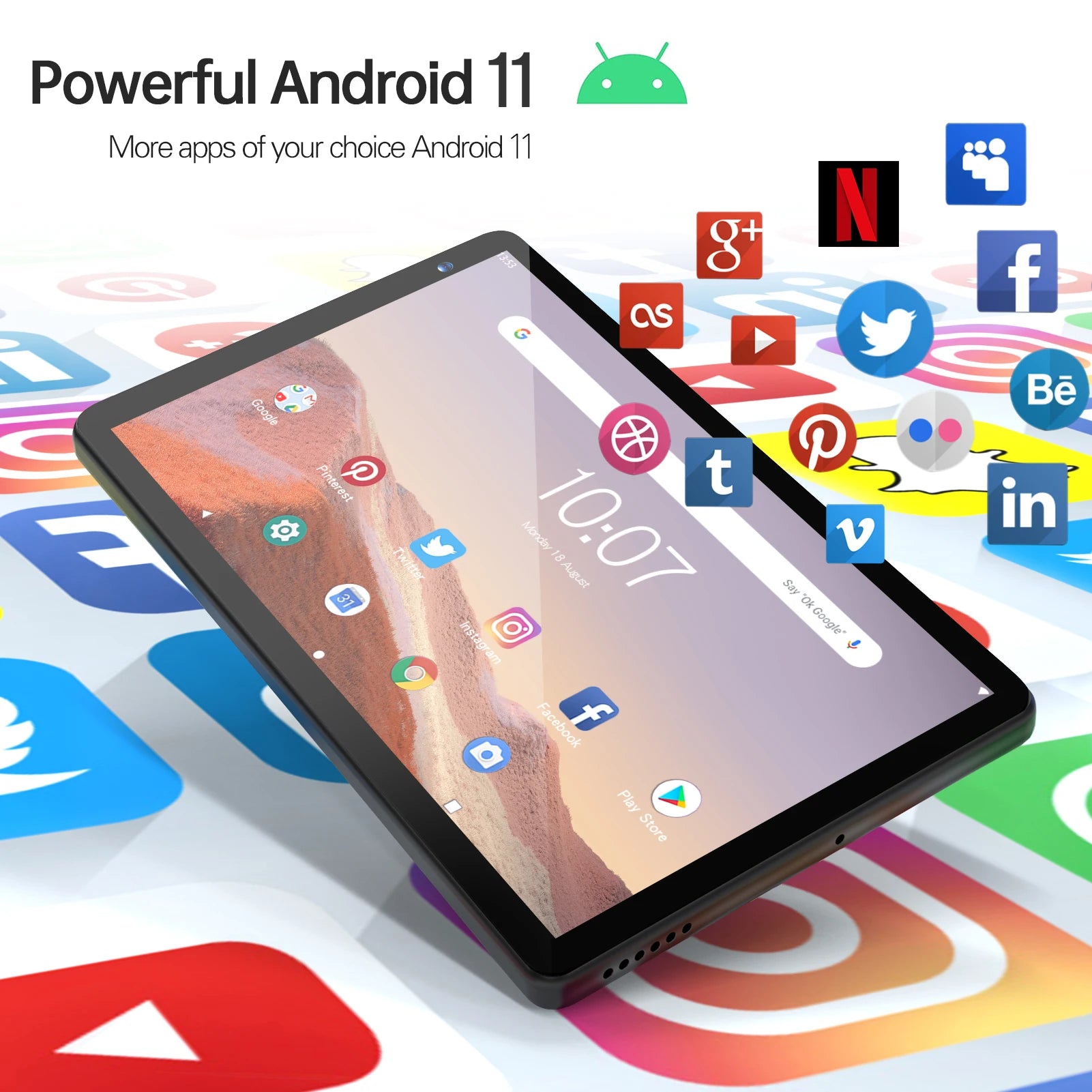 Tablet PRITOM P7 – Android 11, 7 polegadas, Quad-Core, 2GB RAM + 32GB, Capa Incluída