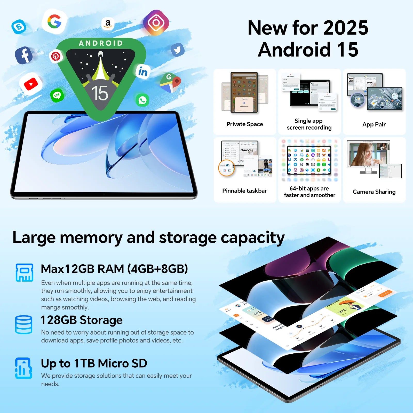 PACK Teclast P30T + Acessórios - Android 15, Ecrã 10.1, 12GB RAM, Octa-Core
