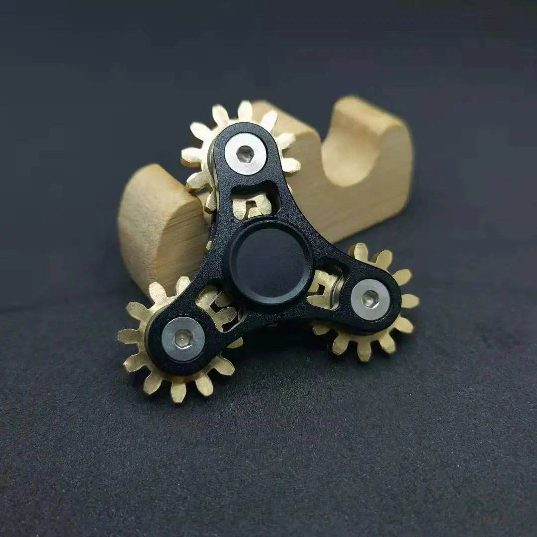 Fidget Spinner Gear – Rodas Dentadas, Cobre, Rotação Suave, Design Metálico Premium