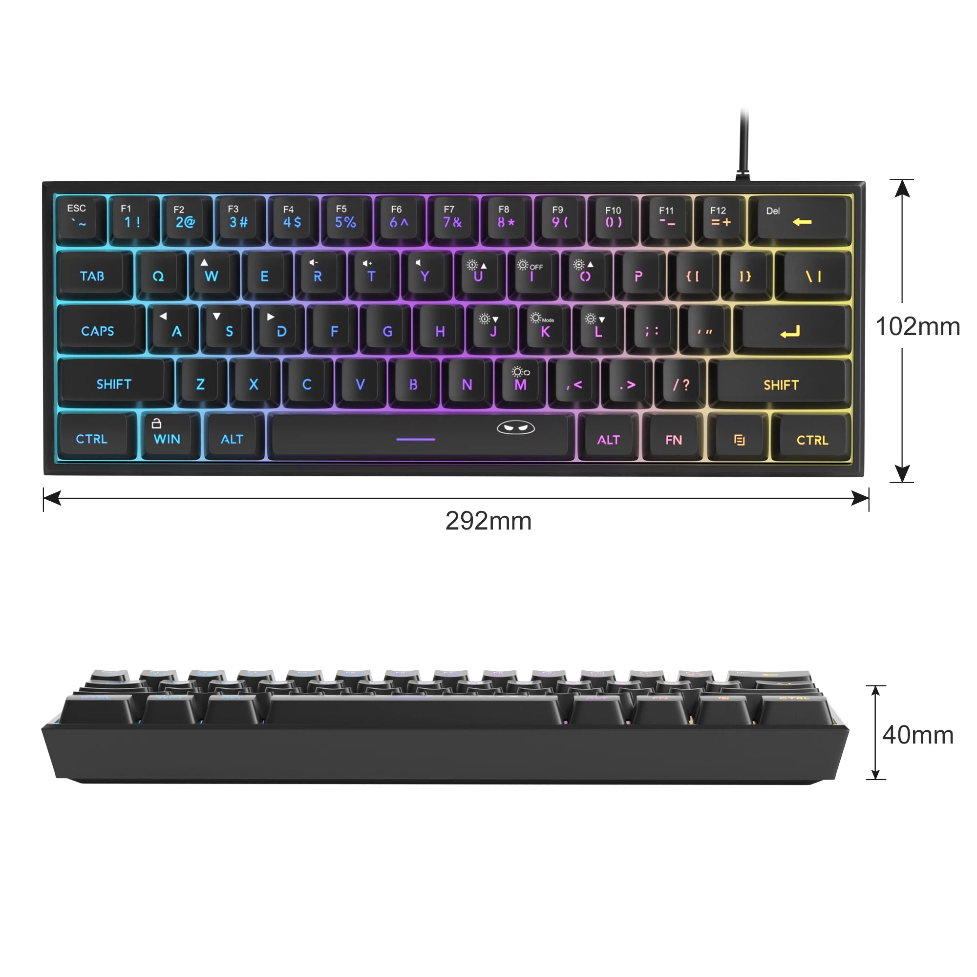 Teclado Gaming TS91 – 61 Teclas, RGB, Membrana Estilo Mecânico, IPX4