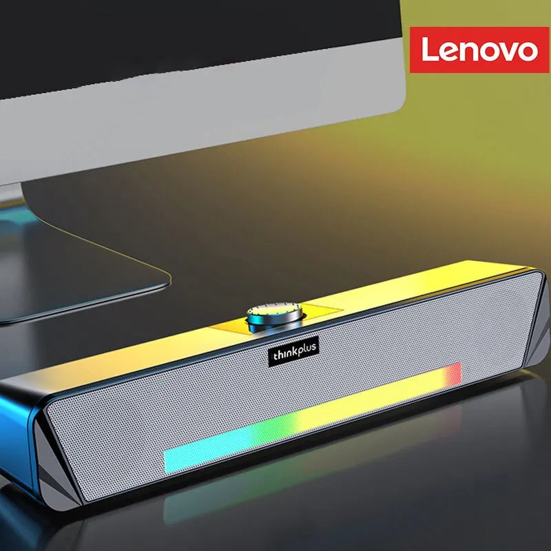 Coluna LENOVO TS33 Bluetooth 5.0 / com cabo - Barra de Som 360º Surround, Subwoofer de Áudio, Ideal para Casa e Computador