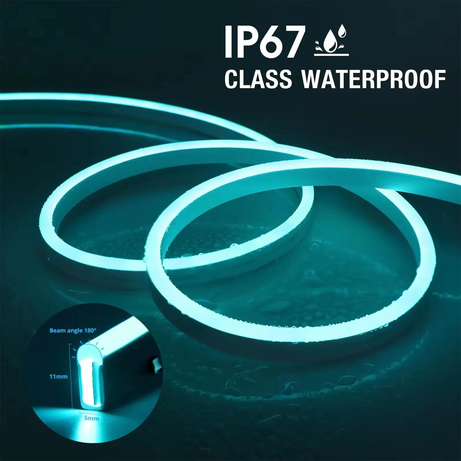 Fita LED Neon RGB - Impermeável, Controlo por Voz, Efeitos, App Tuya, Google Assistant e Alexa