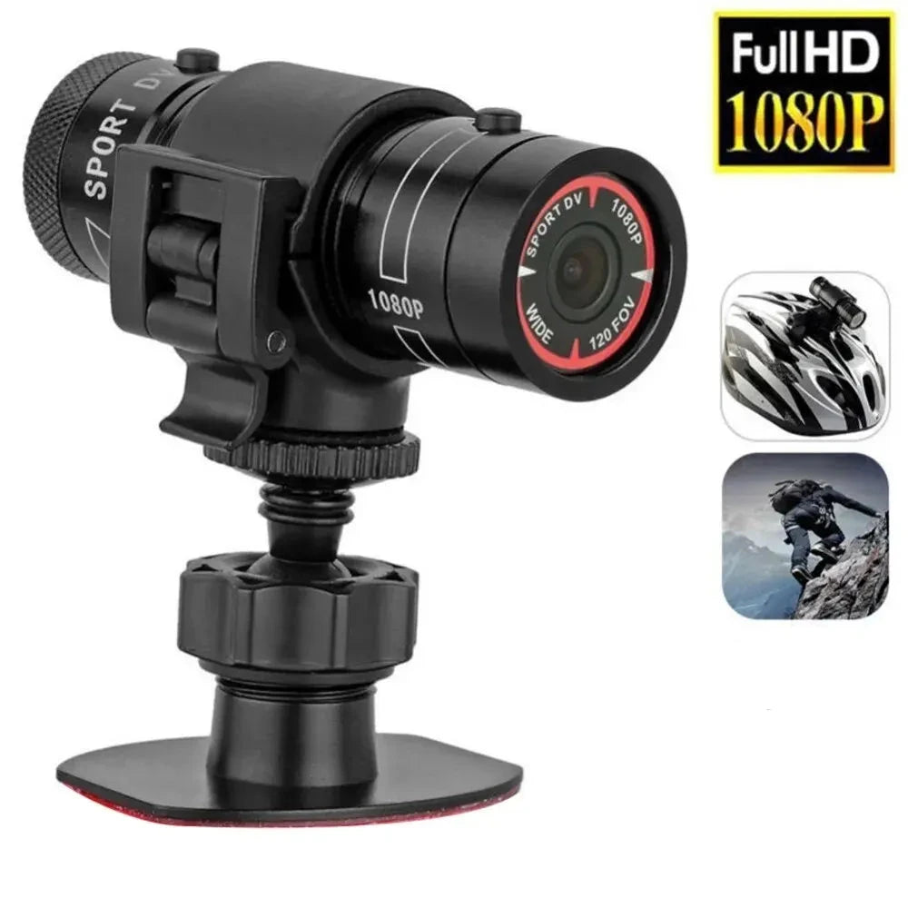 Câmara F9 para Capacete - HD 1080P, 120°, À Prova de Água, para Desportos e Aventura
