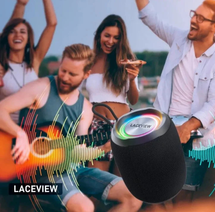 Coluna ANCOBER Bluetooth Portátil IP68 - Impermeável, Luz LED, TWS, Rádio FM, USB e AUX