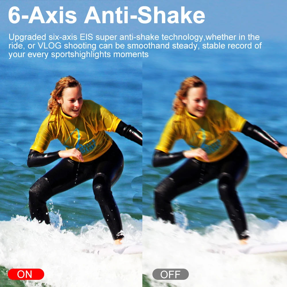 Câmara de Ação OURLIFE MTR40 + Acessórios – 5K 30FPS, Ecrã Tátil, Estabilização EIS, Zoom 5x