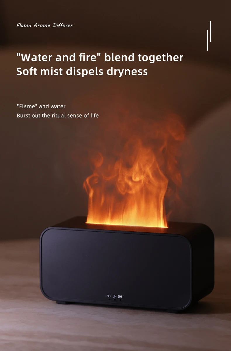 Humidificador com Efeito Chama – Ultrassónico 120ml com Luz LED