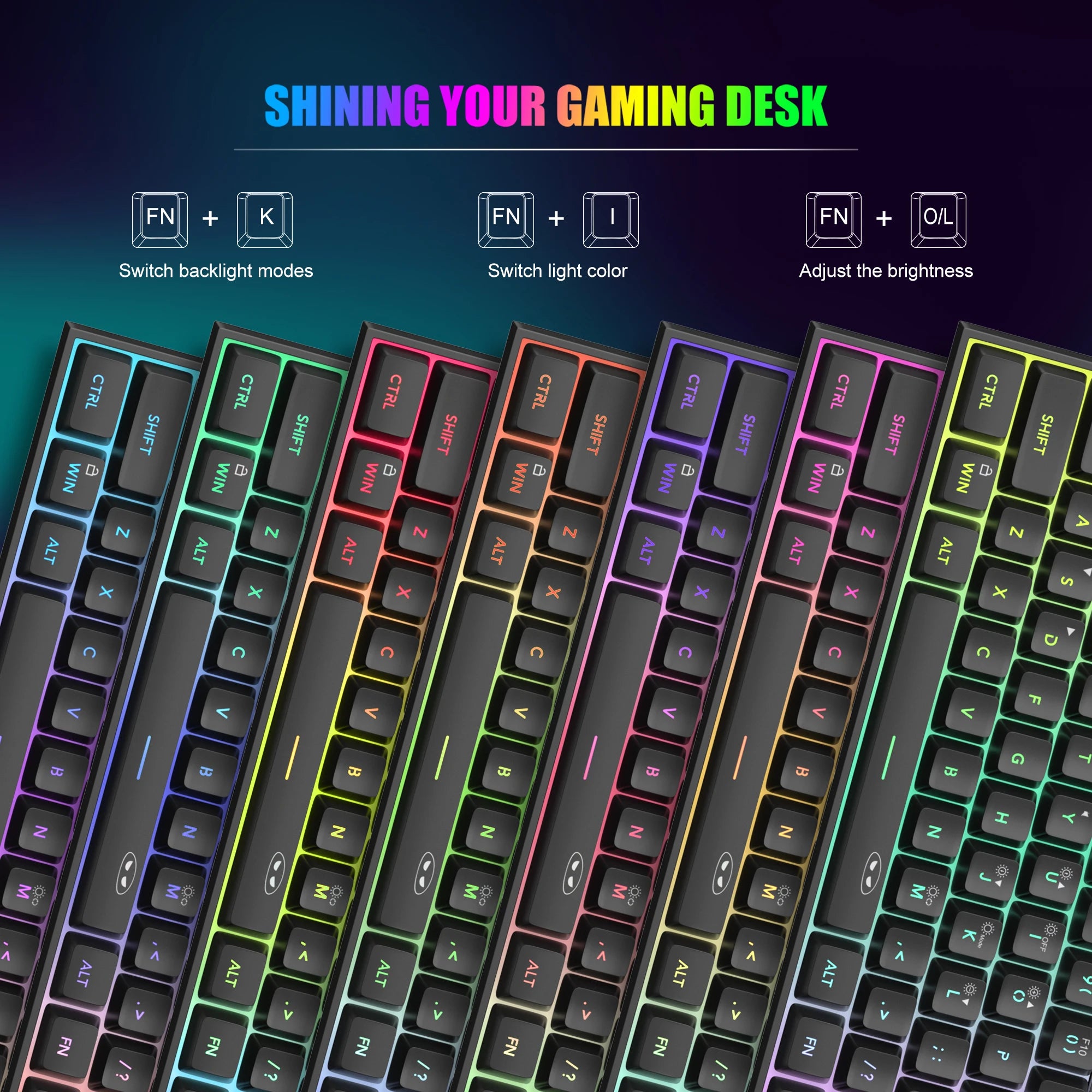 Teclado Gaming TS91 – 61 Teclas, RGB, Membrana Estilo Mecânico, IPX4
