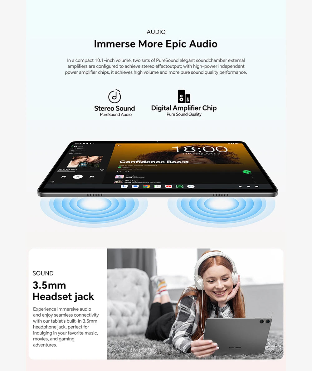 PACK Teclast P30T + Acessórios - Android 15, Ecrã 10.1, 12GB RAM, Octa-Core