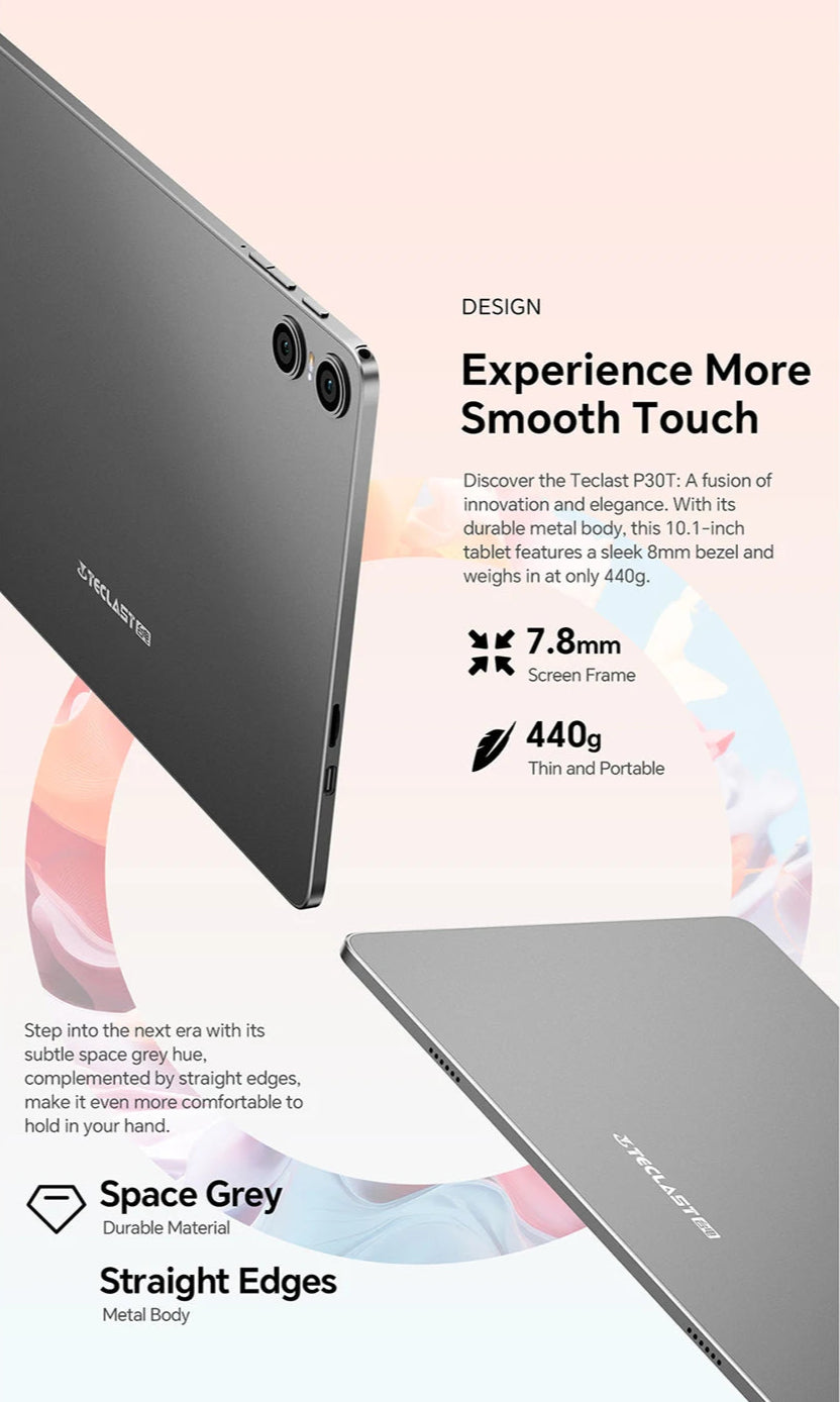 PACK Teclast P30T + Acessórios - Android 15, Ecrã 10.1, 12GB RAM, Octa-Core