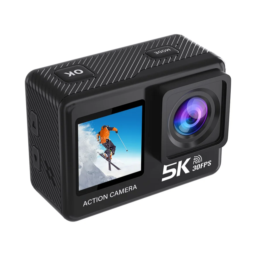 Câmara de Ação AUSEK 5K - 4K60FPS, 2 ecrãs, à Prova de Água e com Comando