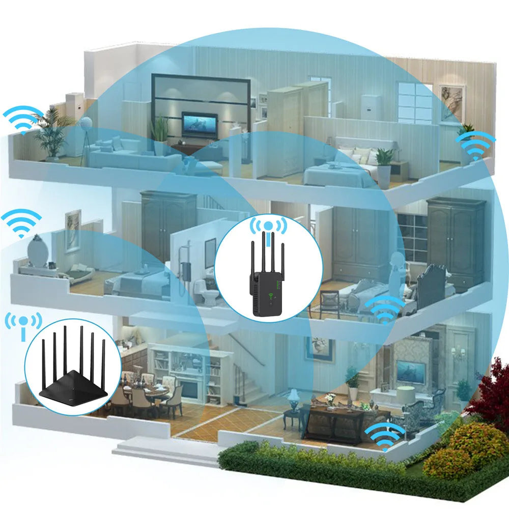 Repetidor Wi-Fi Dual Band 1200Mbps - Amplificador de Sinal, Extensor de Rede, Roteador WPS