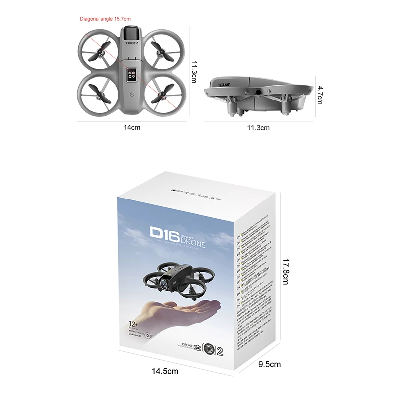Drone Xiaomi D16 Mini com embalagem original e conjunto completo de acessórios