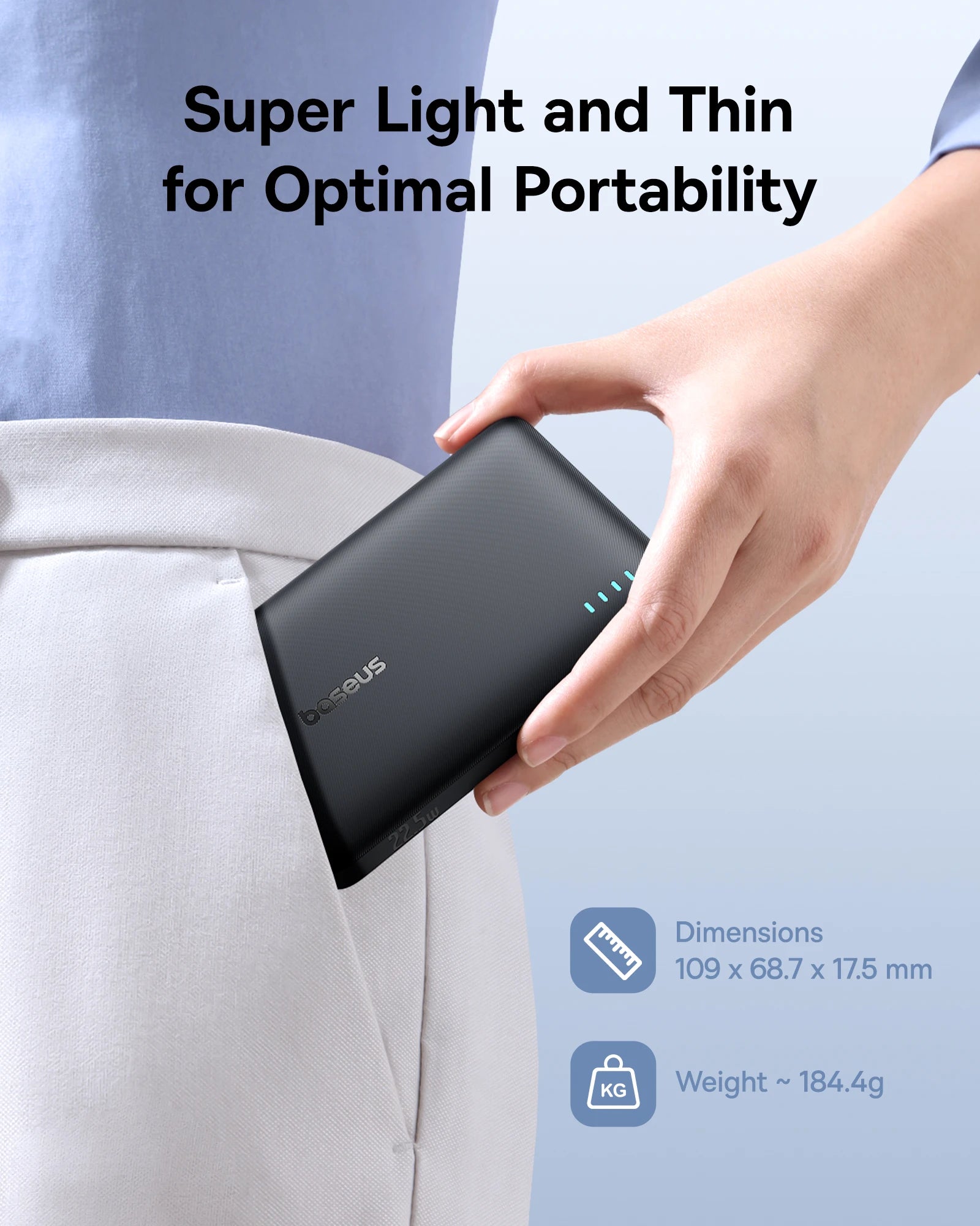 Power Bank Baseus 10000mAh 22.5W – Portátil, Carregamento Rápido