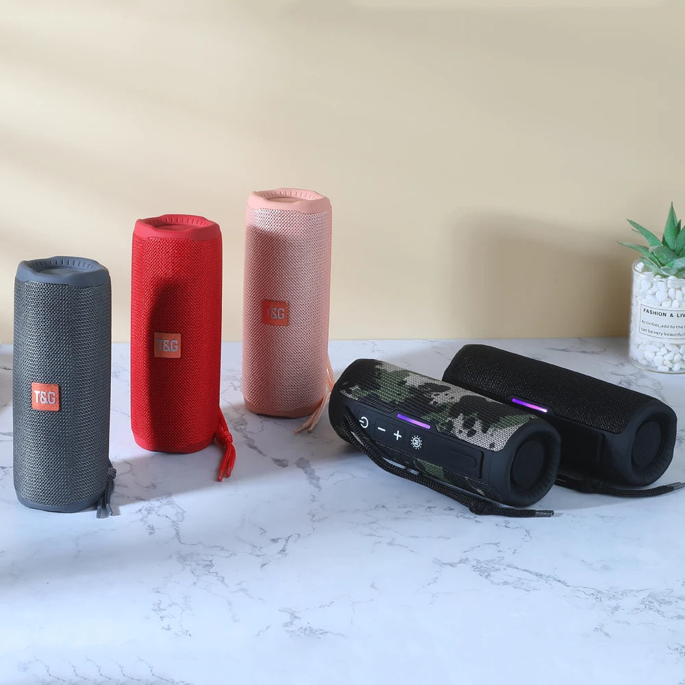 Coluna TG365 Bluetooth Portátil - Subwoofer, Dual Bass, LED, Impermeável,FM, AUX, USB, TF