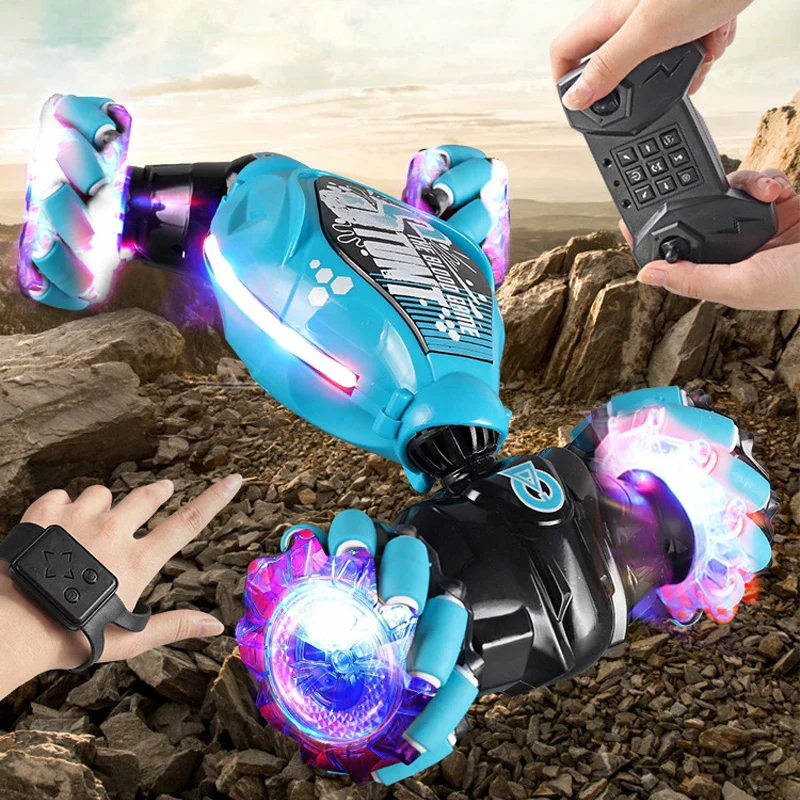 Carro RC 4WD com Luzes LED, Música e Comandos por Gestos - Drift, Spray e Rotação 360º