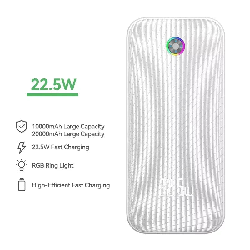 Power Bank ROCOREN - 20000mAh, Saída 35W, Carregamento Ultra-Rápido