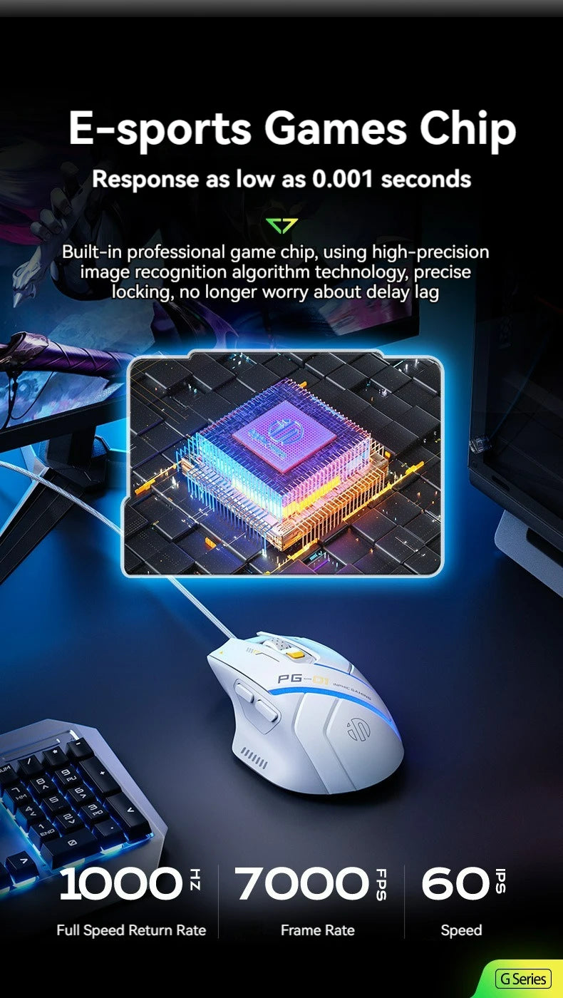 Rato Gaming eSports Inphic PG1 - RGB, 12800 DPI, 6 Botões, Cabo USB