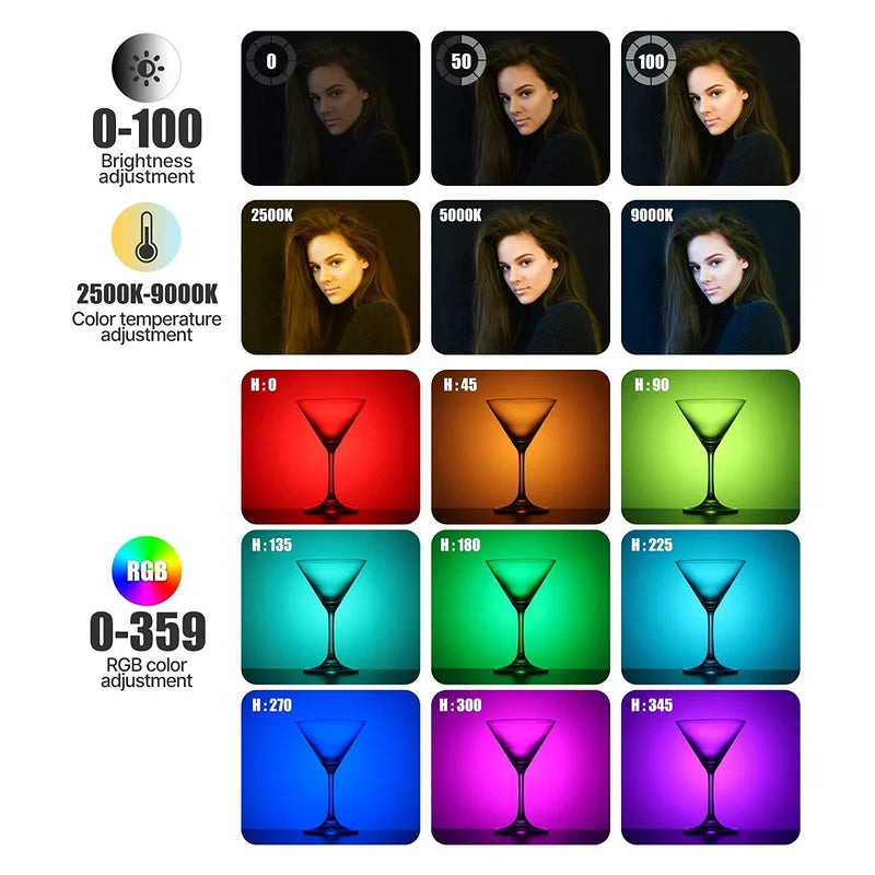 ULANZI VL120 – Luz LED, Milhares de cores, 20 Efeitos e Temperatura de Cor 2500K a 9000K