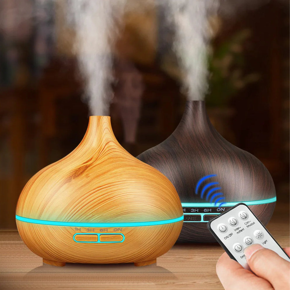 Humidificador e Difusor de Óleos Essenciais – 500ML com Comando