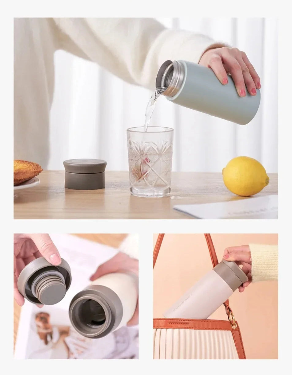 Garrafa Térmica TYESO – Aço Inoxidável 350ml ou 500ml, Isolamento a Vácuo, Tampa Anti-Fugas