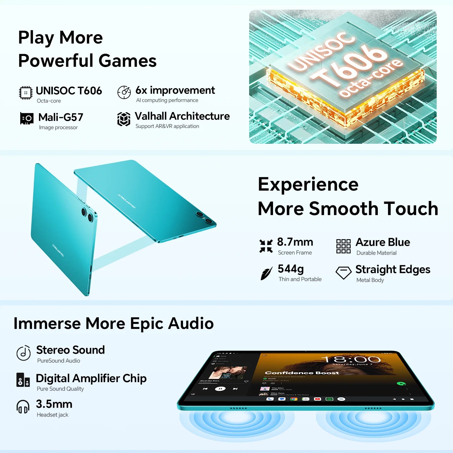 Tablet TECLAST P30 – Android 14, ecrã IPS, 12GB RAM, Octa-Core