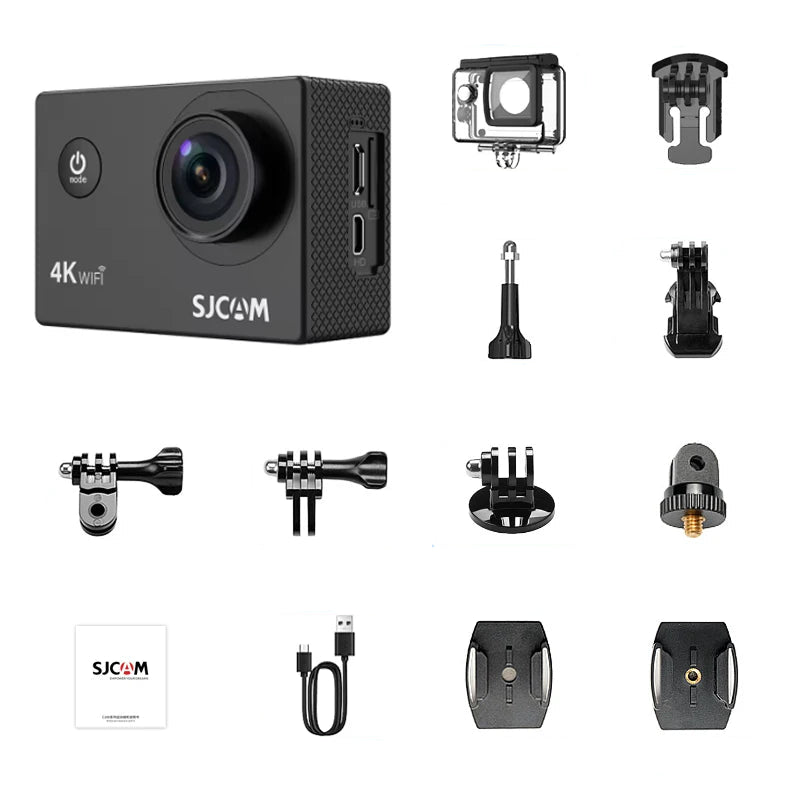 Câmara de Ação SJCAM SJ4000 Air + Acessórios – 4K 30FPS, Ecrã, À Prova de Água, Wi-Fi 2.4G