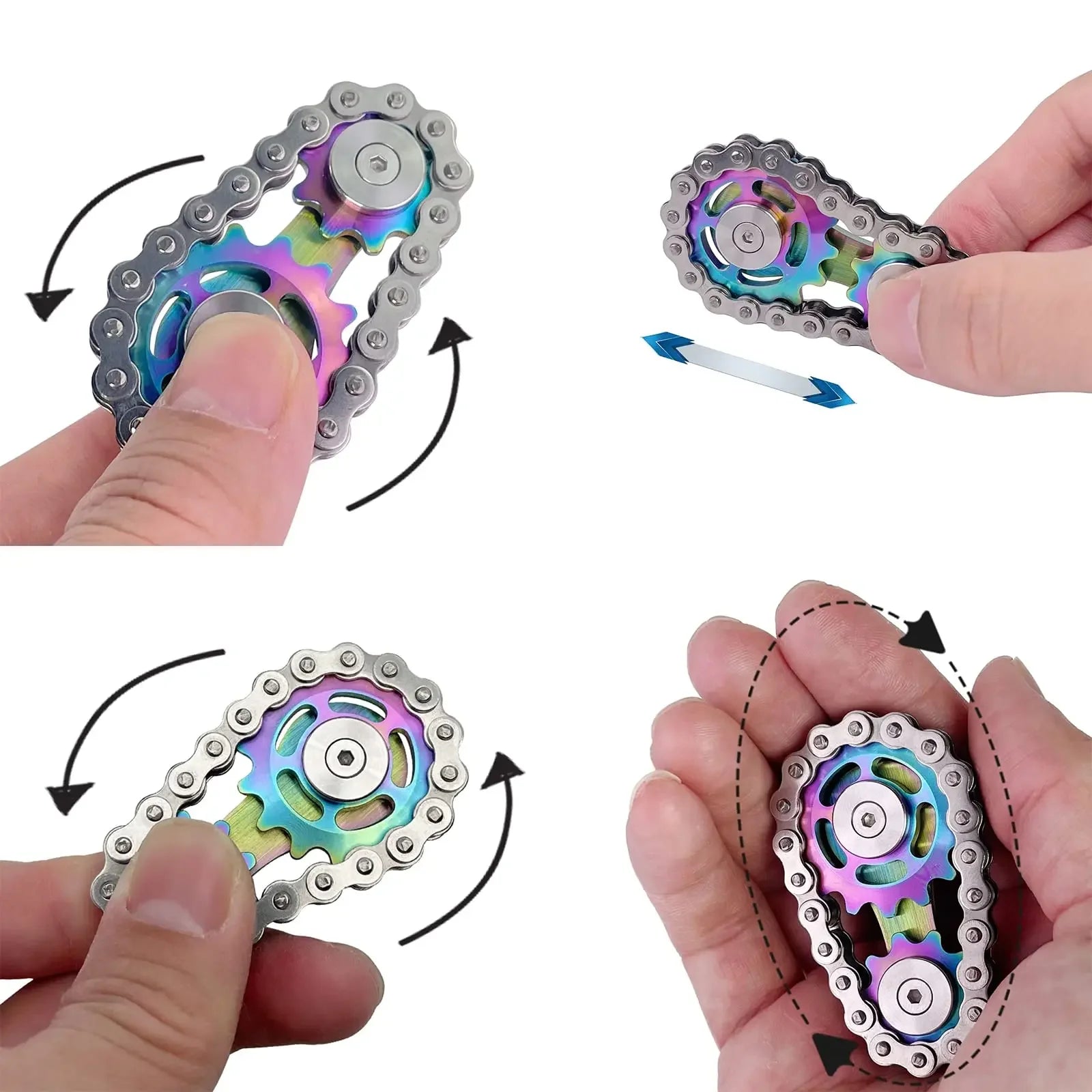 Fidget Spinner Corrente – Aumento de Concentração para estudos, Em Aço Inoxidável, Rolamento Silencioso