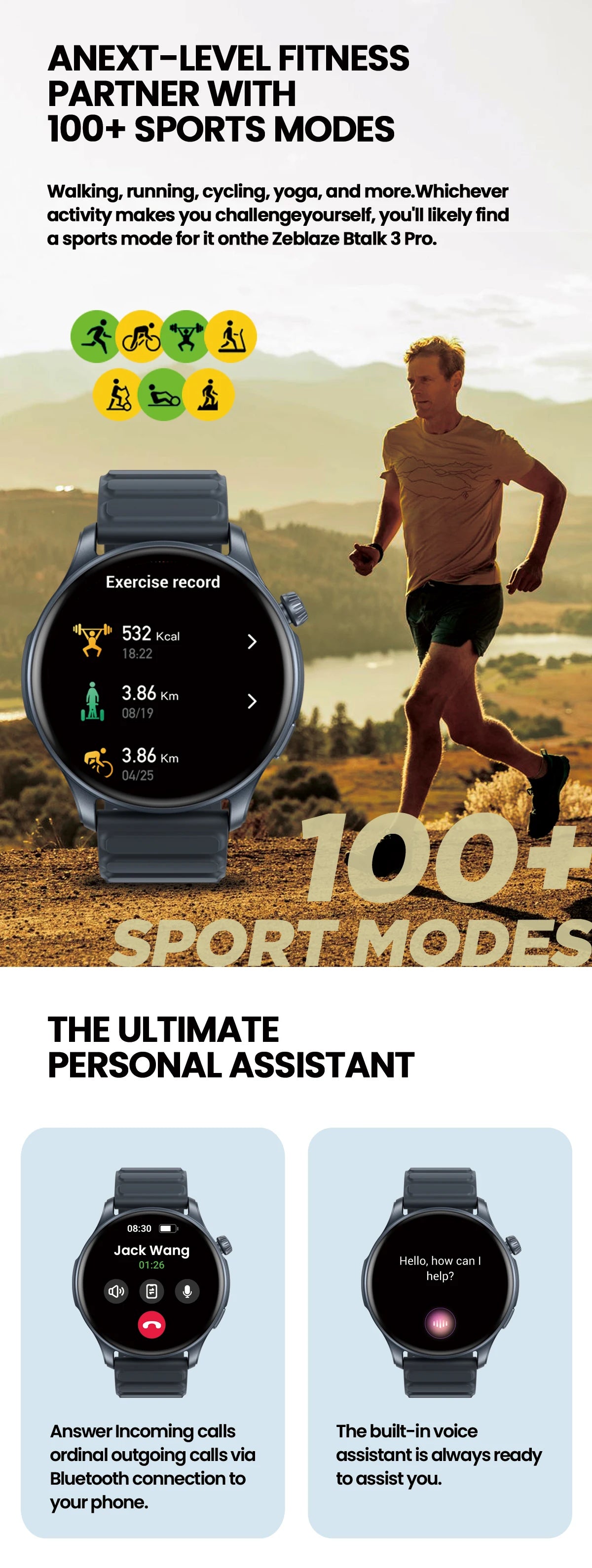 Smartwatch ZEBLAZE Btalk 3 Pro – Estilo e Funções Avançadas para o Teu Dia-a-Dia