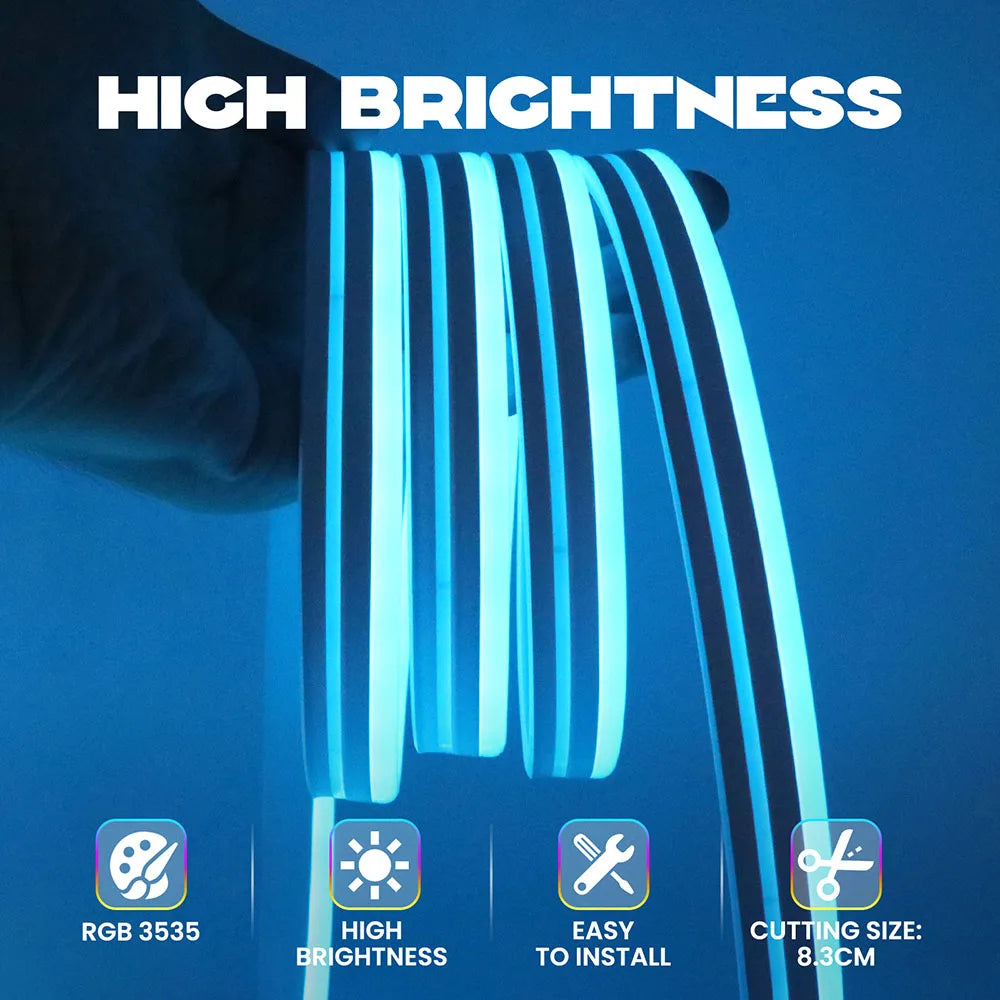Fita LED Neon RGB - Bluetooth, Sincronização com Musica e Controlo por App