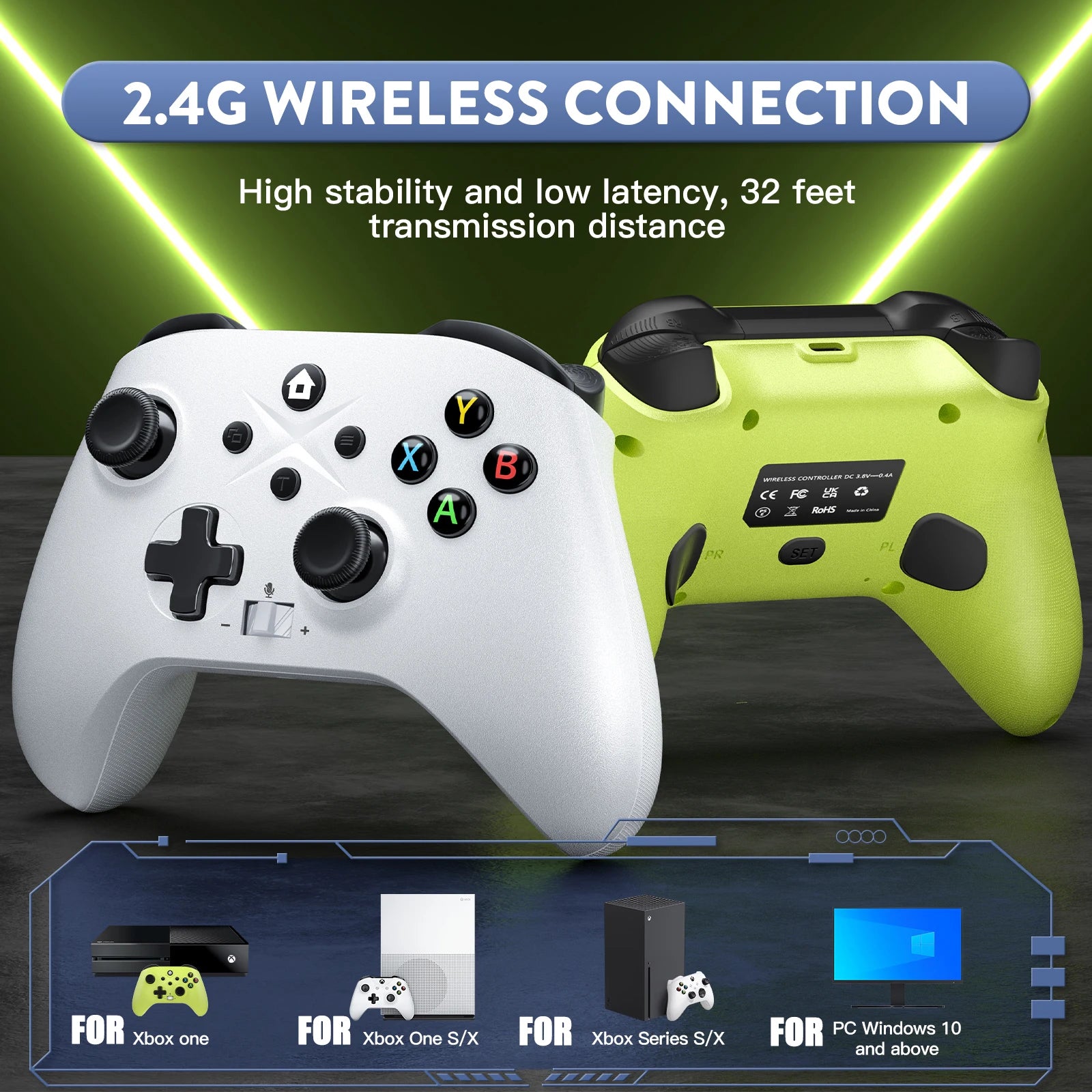 Comando Gaming BONADGET – Wireless, Compatível Xbox One, Series X|S e PC, Vibração Dupla