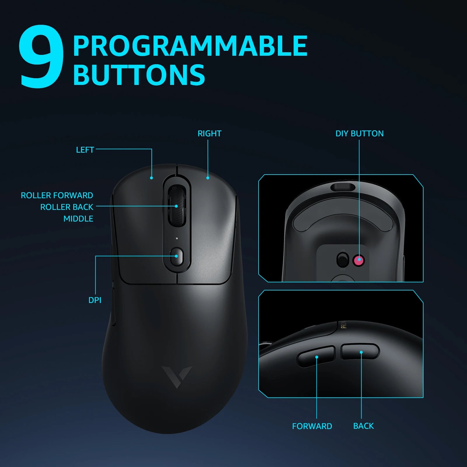 Rato Gaming RAPOO VT3PRO – Sem Fios, 26.000 DPI, 59g, 9 Botões Programáveis