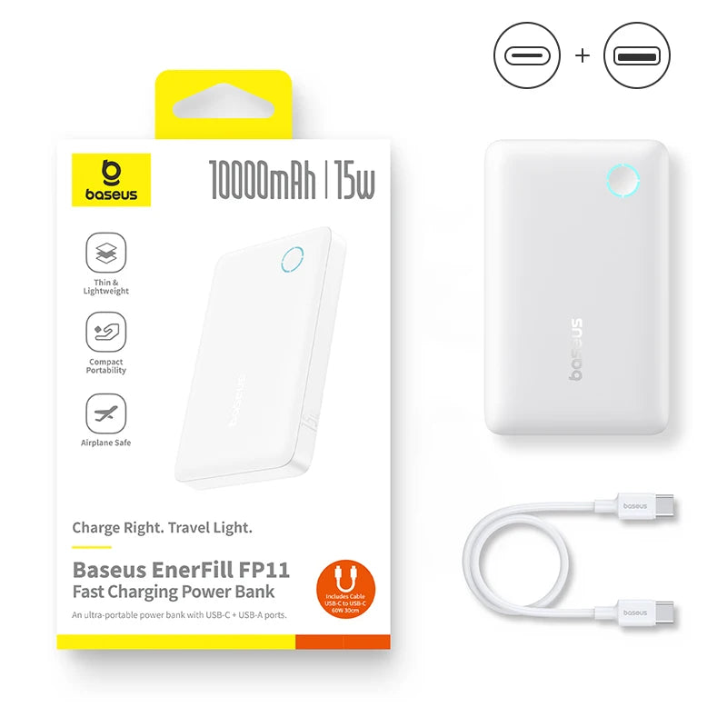 Power Bank Baseus 10000mAh 22.5W – Portátil, Carregamento Rápido