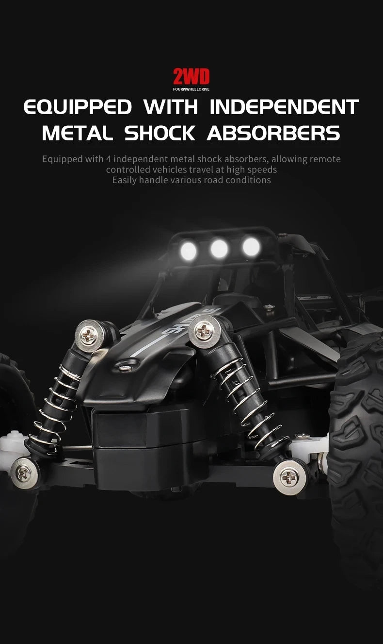 Carro Telecomandado 20KM/H - 4WD, Liga Metálica, Luzes LED