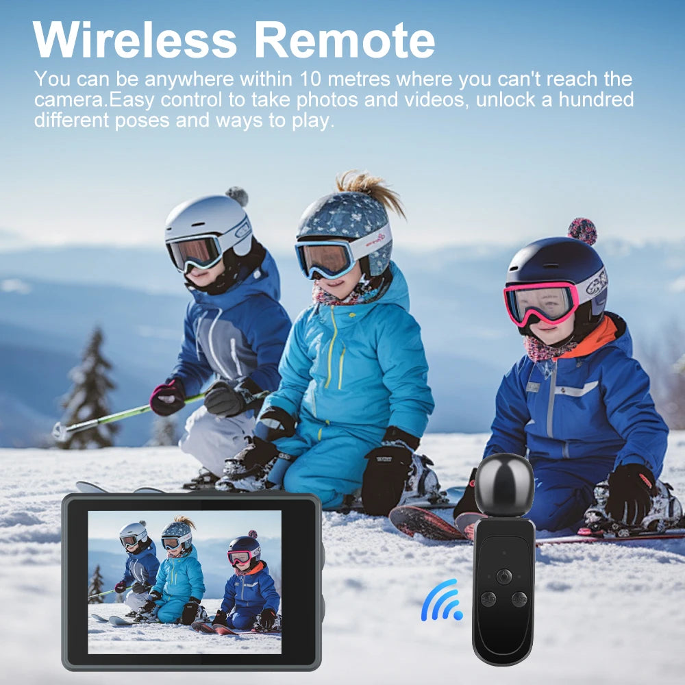 Câmara de Ação OURLIFE MTR40 + Acessórios – 5K 30FPS, Ecrã Tátil, Estabilização EIS, Zoom 5x