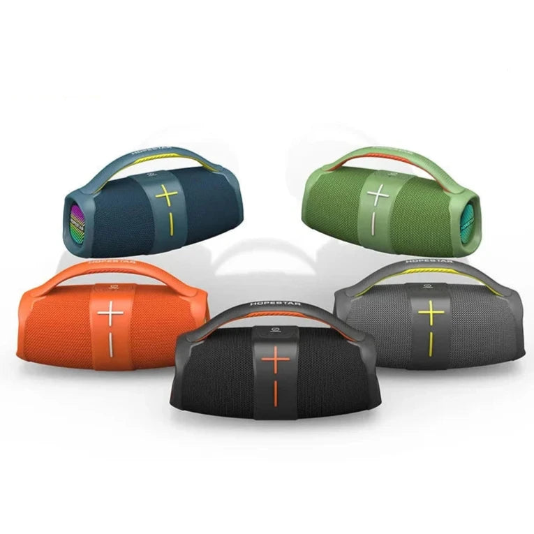 Coluna Bluetooth HOPESTAR H60 com Subwoofer e RGB - 40W, MP3 Player, À Prova de Água, Bluetooth 5.0