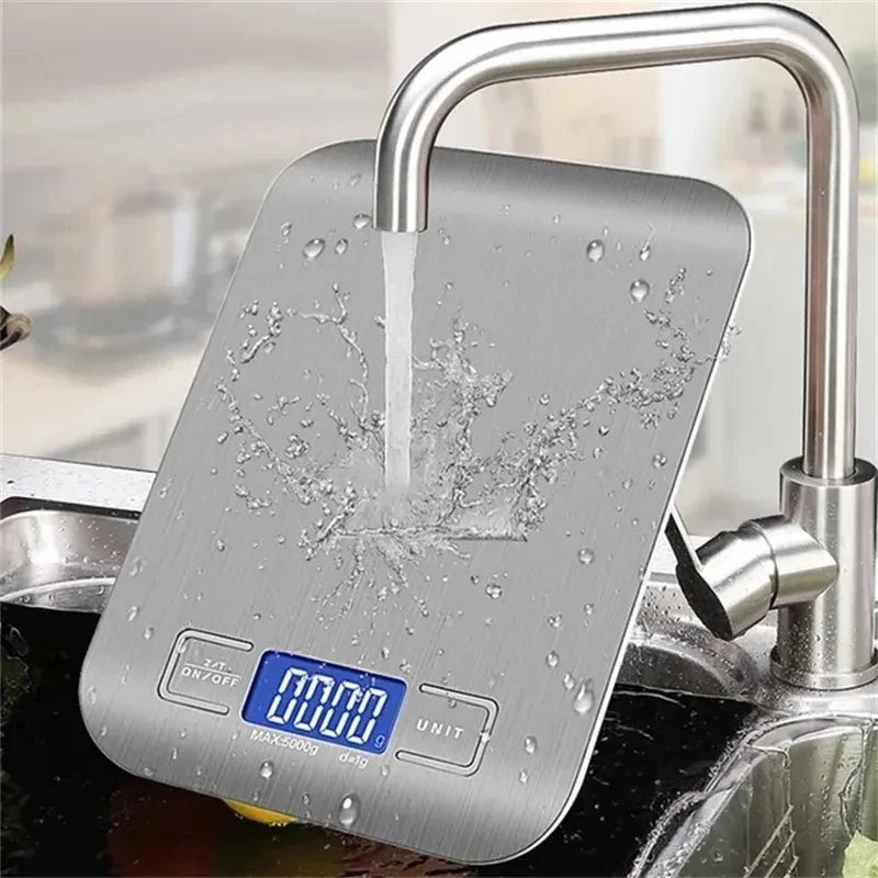 Balança de Cozinha em Aço Inoxidável com ecrã LCD - Precisão de 1g, com capacidade até 10kg