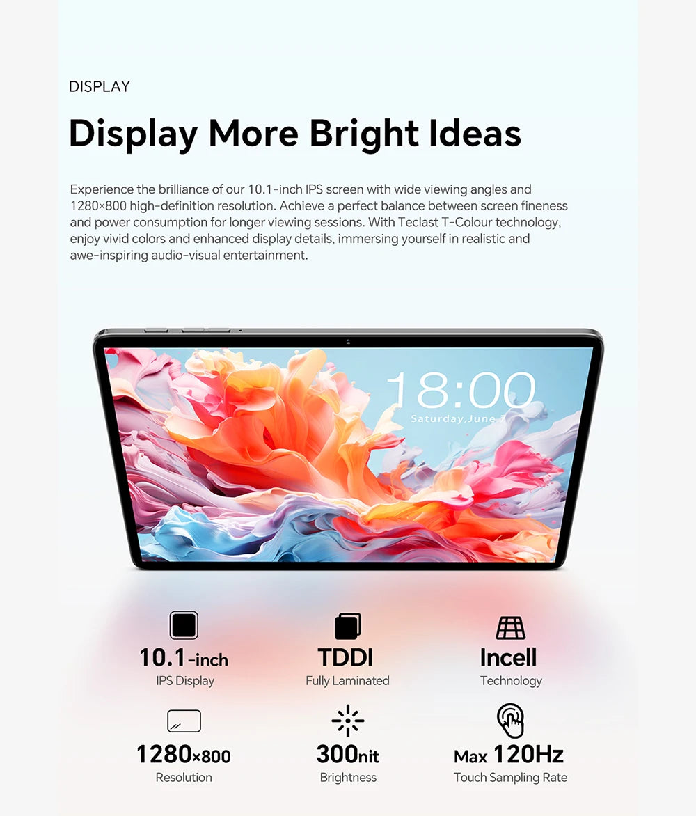 PACK Teclast P30T + Acessórios - Android 15, Ecrã 10.1, 12GB RAM, Octa-Core