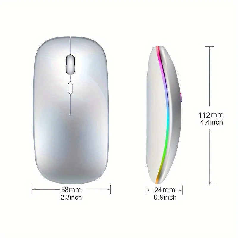 Rato Wireless LYBYU – Sem fios, Recarga USB-C, Silencioso, RGB