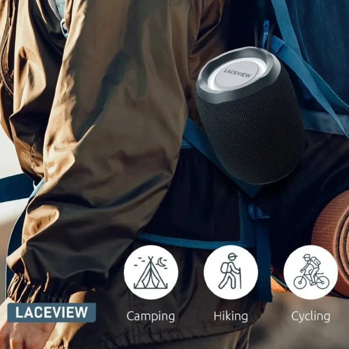 Coluna ANCOBER Bluetooth Portátil IP68 - Impermeável, Luz LED, TWS, Rádio FM, USB e AUX