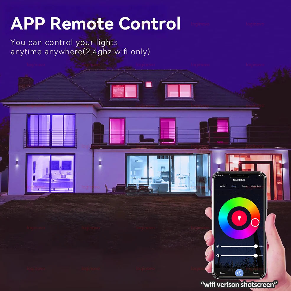 Lâmpada LED Inteligente - RGB, Wi-Fi, Bluetooth, Compatível com Alexa e Google Assistant