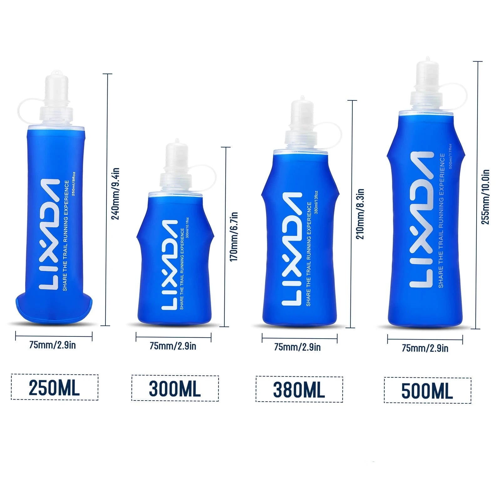 Garrafa de Água Dobrável Moderna - 250ml/300ml/380ml/500ml, Livre de BPA, TPU Flexível para Corrida e Caminhadas