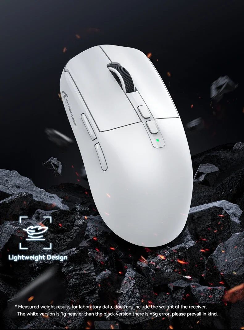 Rato Gaming ATTACK SHARK X6 – Bluetooth, 3 Modos de Ligação, Base de Carregamento Magnética, RGB