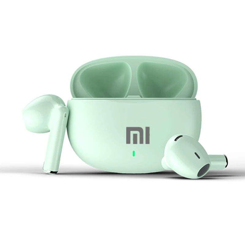 Auriculares Bluetooth XIAOMI AP09 cor verde menta com design compacto e microfones integrados