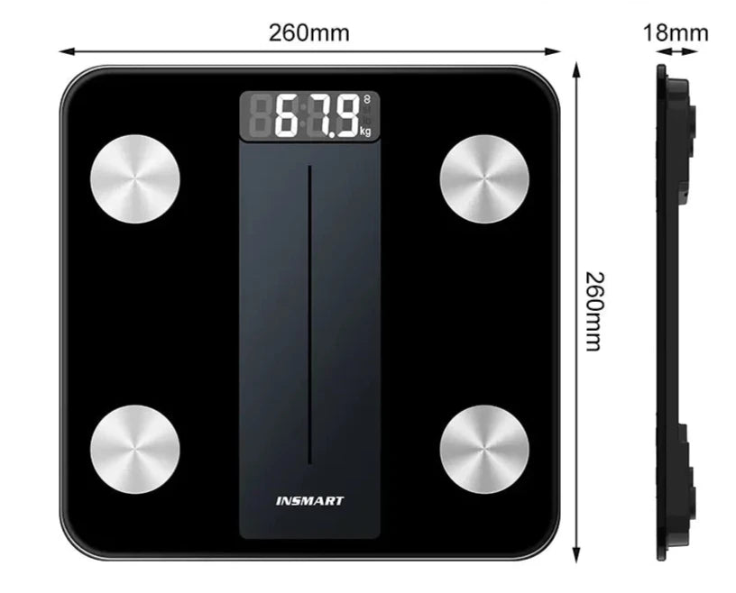 Balança Digital Inteligente INSMART - Análise Corporal Completa, Vidro Temperado, Bluetooth