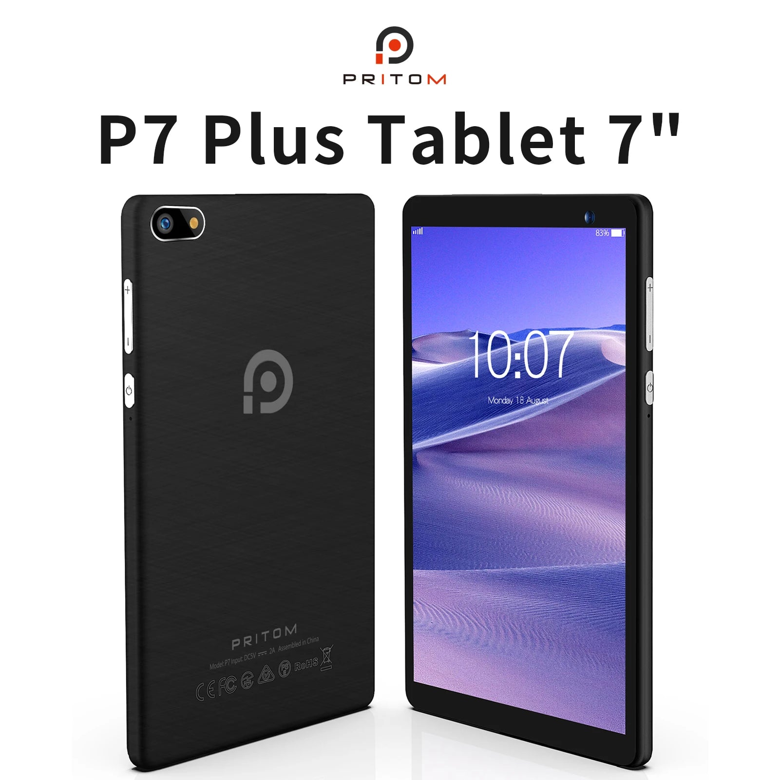 Tablet PRITOM P7 – Android 11, 7 polegadas, Quad-Core, 2GB RAM + 32GB, Capa Incluída