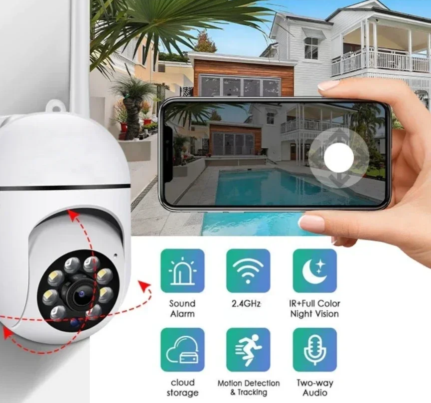 Câmara de Vigilância Exterior 8MP WiFi - Visão Noturna, Deteção de Movimento e Áudio