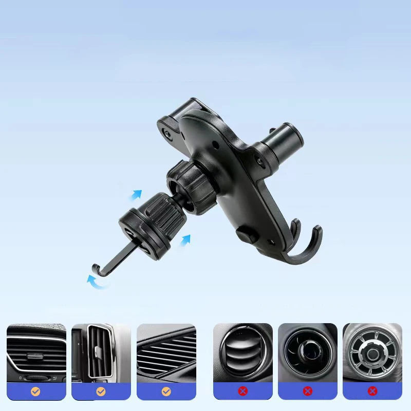 Suporte de Telemóvel para Carro - Fixação na Grelha, Ajustável com Rotação 360°
